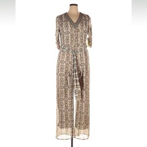 Reba snake skin print tan and black jumpsuit size xl